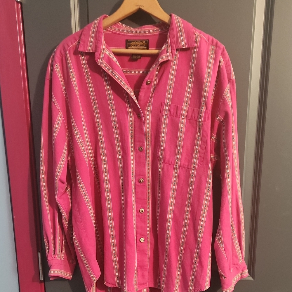 Pink Striped Button-Up Shirt